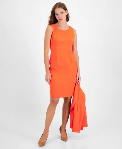 Le Suit Women's Crepe Open Front Jacket & Crewneck Sheath Dress Suit, Regular & Petite In Valencia