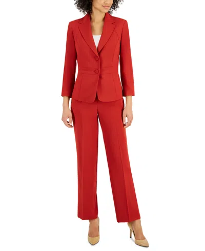 Le Suit Crepe Two-button Blazer & Pants, Regular And Petite Sizes In Brick