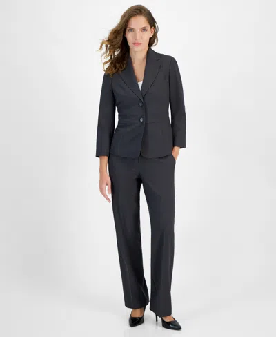 Le Suit Crepe Two-button Blazer & Pants, Regular And Petite Sizes In Charcoal