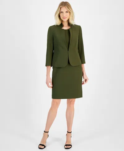 Le Suit Women's Jacket & Empire Sheath Dress, Regular & Petite In Hunter