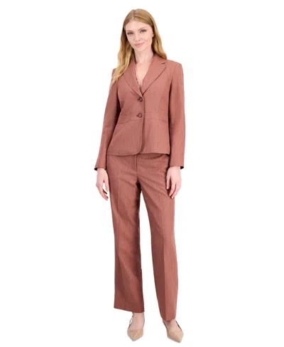 Le Suit Petite Houndstooth Wide-leg Work Jacket And Pants, 2-piece Suit In Brown