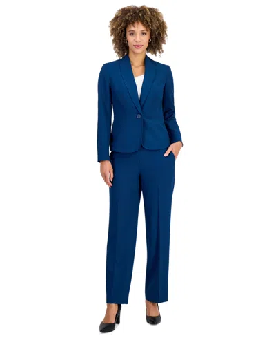 Le Suit Petite Shawl-collar Wide-leg Jacket And Pants, 2-piece Suit In Blue