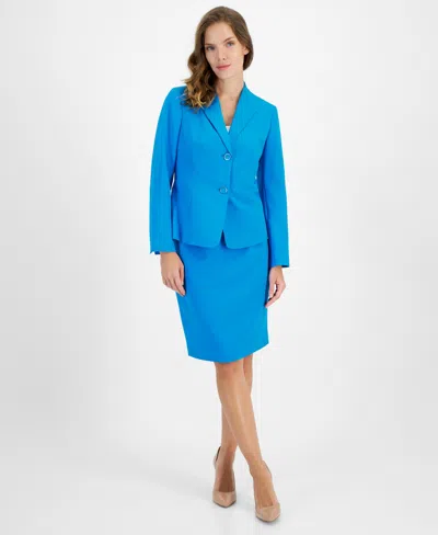 Le Suit Petite Two-button Jacket & Pencil Skirt Suit In Azure