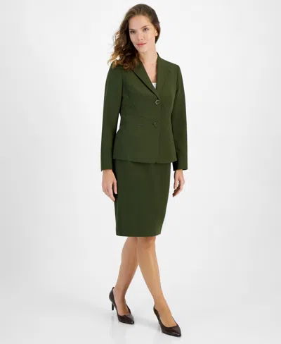 Le Suit Petite Two-button Jacket & Pencil Skirt Suit In Hunter