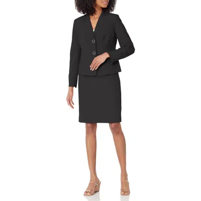Le Suit Petites Womens 2pc Office Two-button Suit In Black