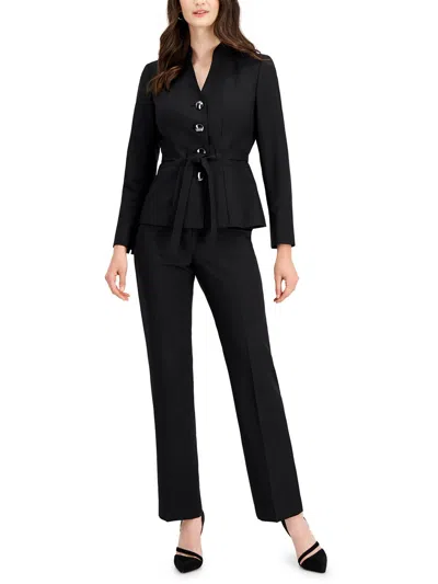 Le Suit Petites Womens 2pc Peplum Pant Suit In Black