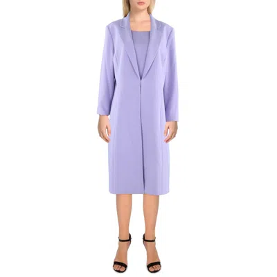 Le Suit Petites Womens Collar Work Day Wear Two Piece Dress In Blue