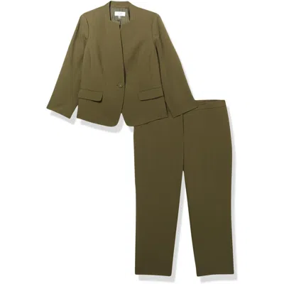 Le Suit Petites Womens Solid Polyester One-button Suit In Green