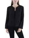 Le Suit Petites Womens Solid Polyester Open-front Blazer In Black
