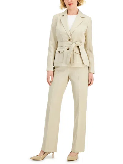 Le Suit Petites Womens Woven Notch Collar Two-button Blazer In Neutral