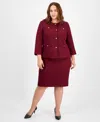 Le Suit Plus Size Sleeveless Sheath Dress Suit Set In Burgundy