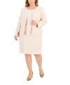 Le Suit Plus Size Cardigan Jacket & Sheath Dress Set In Light Blossom