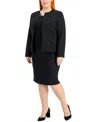 Le Suit Plus Size Cardigan Jacket & Sheath Dress Set In Black