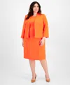 LE SUIT PLUS SIZE CREPE OPEN FRONT JACKET AND CREWNECK SHEATH DRESS SUIT