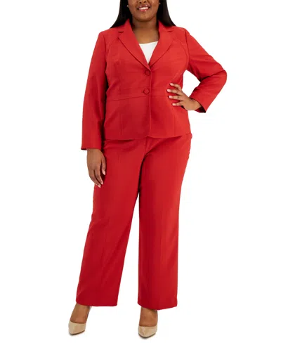 Le Suit Crepe Two-button Blazer & Pants, Regular And Petite Sizes In Brick