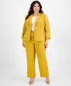Le Suit Plus Size Crepe Two-button Blazer Pantsuit In Saffron