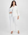 Le Suit Plus Women's Notched-lapel Blazer Pants Suit In Vanilla Ice