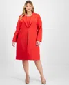 Le Suit Plus Size Elongated Blazer Dress Suit In Red