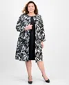 Le Suit Plus Size Floral-print Jewel-neck Jacket Topper & Plus Size Empire Seamed Dress
