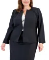 Le Suit Women's Notch-collar Three-button Skirt Suit In Black