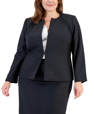 Le Suit Women's Notch-collar Three-button Skirt Suit In Black