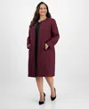 Le Suit Plus Size Houndstooth Topper Jacket & Sleeveless Dress Suit