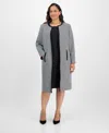 Le Suit Plus Size Houndstooth Topper Jacket & Sleeveless Dress Suit In Multi