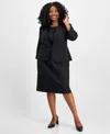 Le Suit Plus Size Jacket & Empire-waist Sheath Dress In Black