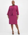 Le Suit Plus Size Jacket & Empire-waist Sheath Dress In Wild Rose