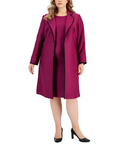 Le Suit Plus Size Jacquard Sheath Dress Suit In Pink