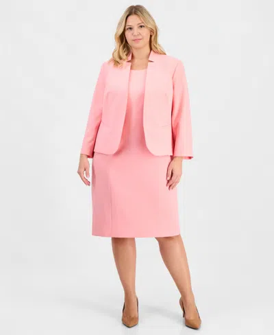 Le Suit Plus Size Kiss-front Cutout-collar Dress Suit In Pink
