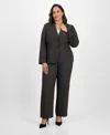 Le Suit Plus Size Notched Collar Wide-leg Pantsuit In Multi