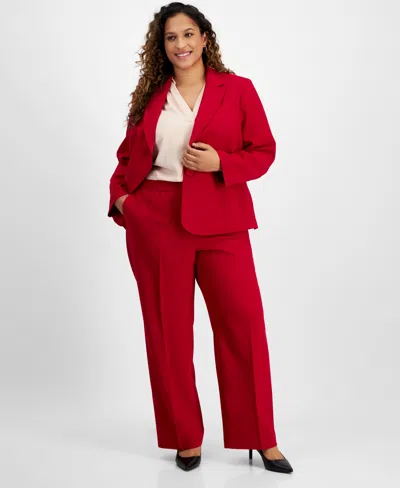 Le Suit Plus Size Pant Suit In Cherry