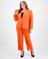 Le Suit Plus Size Single-button Straight-leg Pantsuit In Valencia