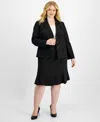 Le Suit Plus Size Three-button Jacket & Skirt Suit In Black