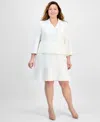 Le Suit Plus Size Tulip Collar Jacket & Tiered Skirt Suit
