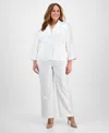 Le Suit Plus Size Two-button Jacket & Pant Suit In Natural White
