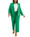 Le Suit Plus Size Single-button Straight-leg Pantsuit In Verde