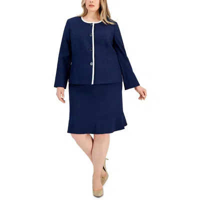 Le Suit Plus Womens 2 Pc Long Sleeve Four-button Suit In Multi