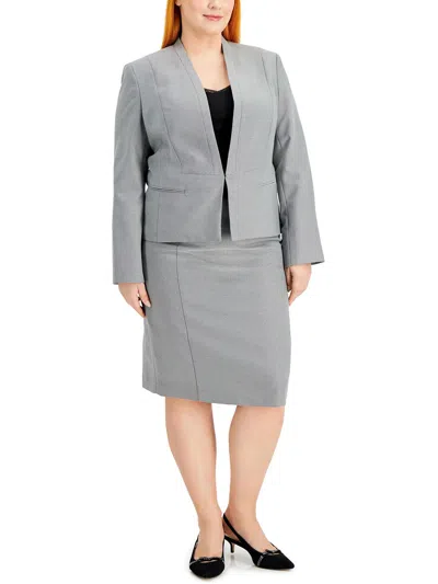 Le Suit Plus Womens 2pc Pencil Skirt Suit In Gray