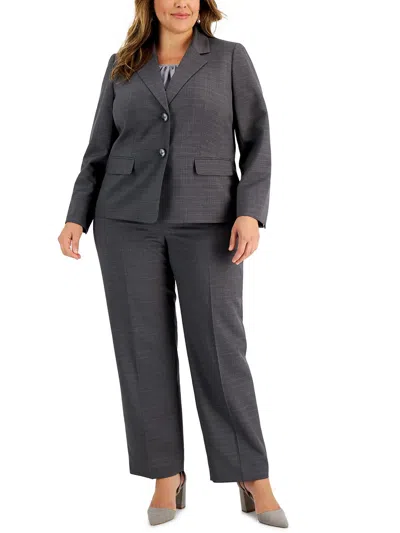 Le Suit Plus Womens 2pc Polyester Pant Suit In Grey