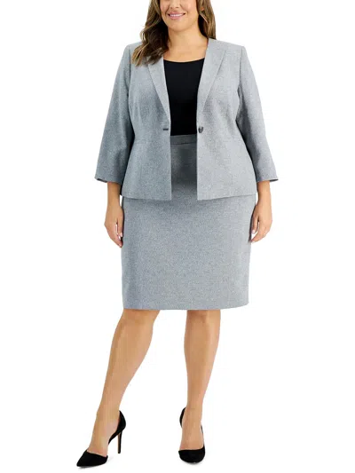 Le Suit Plus Womens 2pc Polyester Skirt Suit In Grey