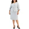 Le Suit Plus Womens Belted Tweed Four-button Suit In Multi