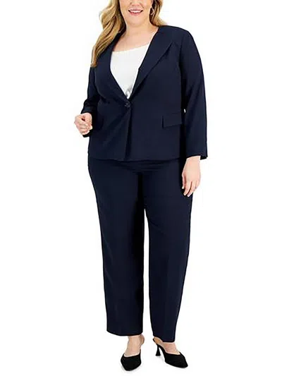 Le Suit Plus Womens Business Work Wear One-button Blazer In Blue