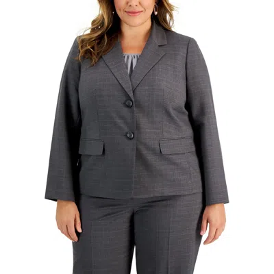 Le Suit Plus Womens Business Work Wear Two-button Blazer In Gray