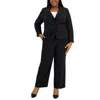 Le Suit Plus Womens Solid Polyester One-button Blazer In Black