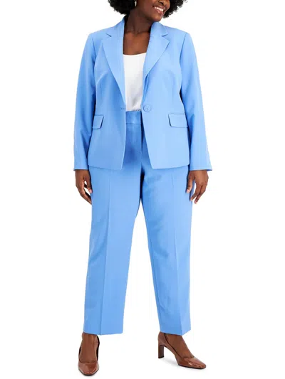 Le Suit Plus Womens Crepe Business One-button Blazer In Blue