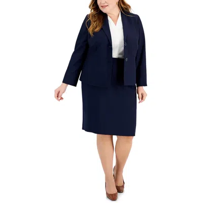 Le Suit Plus Womens Polyester Two-button Suit In Blue