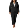 Le Suit Plus Womens Solid Polyester One-button Blazer In Black