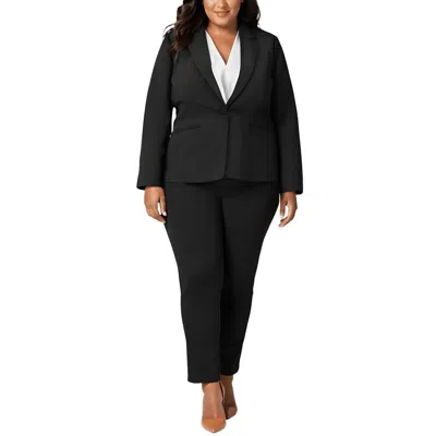 Le Suit Plus Womens Solid Polyester One-button Blazer In Black